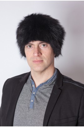 Black raccoon fur hat - unisex